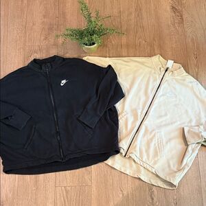 ((2 PIECE)) NIKE ESSENTIALS OVERSIZED FLEECE CARDIGAN SUPER SOFT CREAM BLACK MED